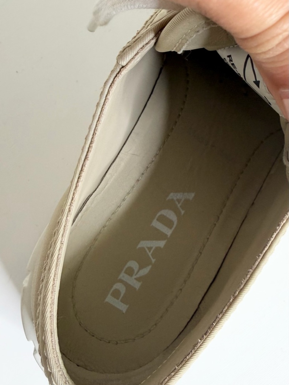 Prada Double Wheel Nylon Sneakers Gabardine Sneakers In Desert Beige Size 37.5 - Picture 12 of 12
